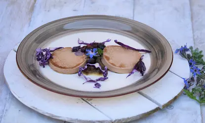 Paté di fois gras con composta di cipolla e mirtilli