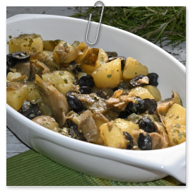 Carciofi affogati con patate e olive nere