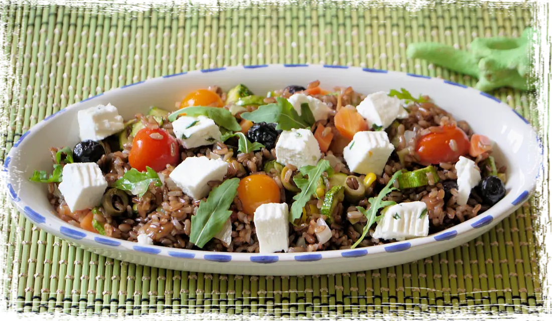 Insalata di riso orange con verdure e giuncata