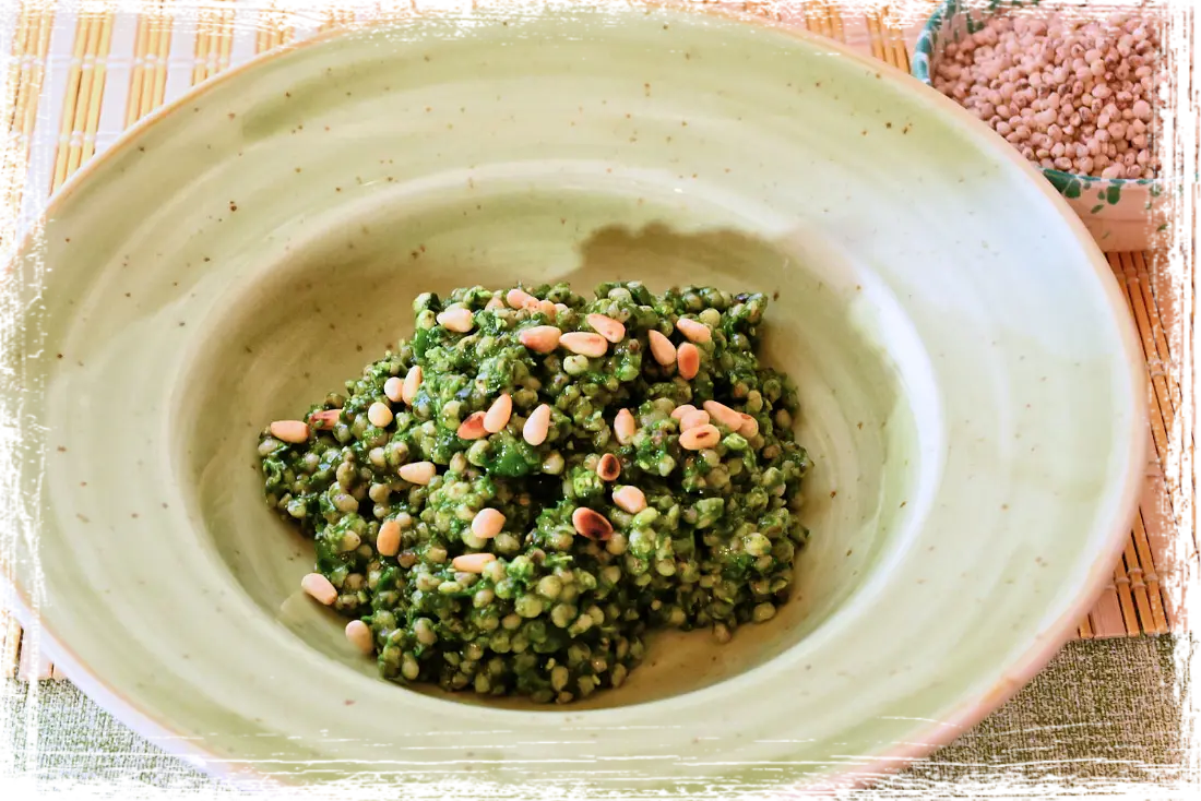 Sorgo con pesto di cavolo nero