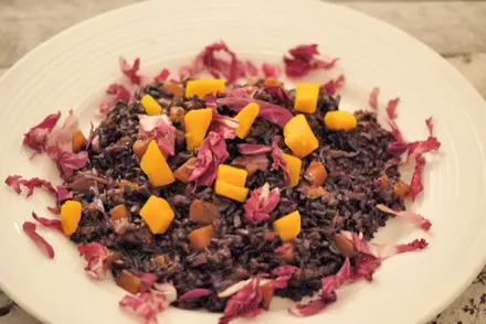 Riso Violet con zucca e radicchio rosso