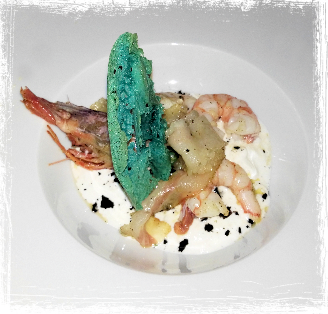 Gamberi con burrata e pancetta Gamberi con burrata e pancetta