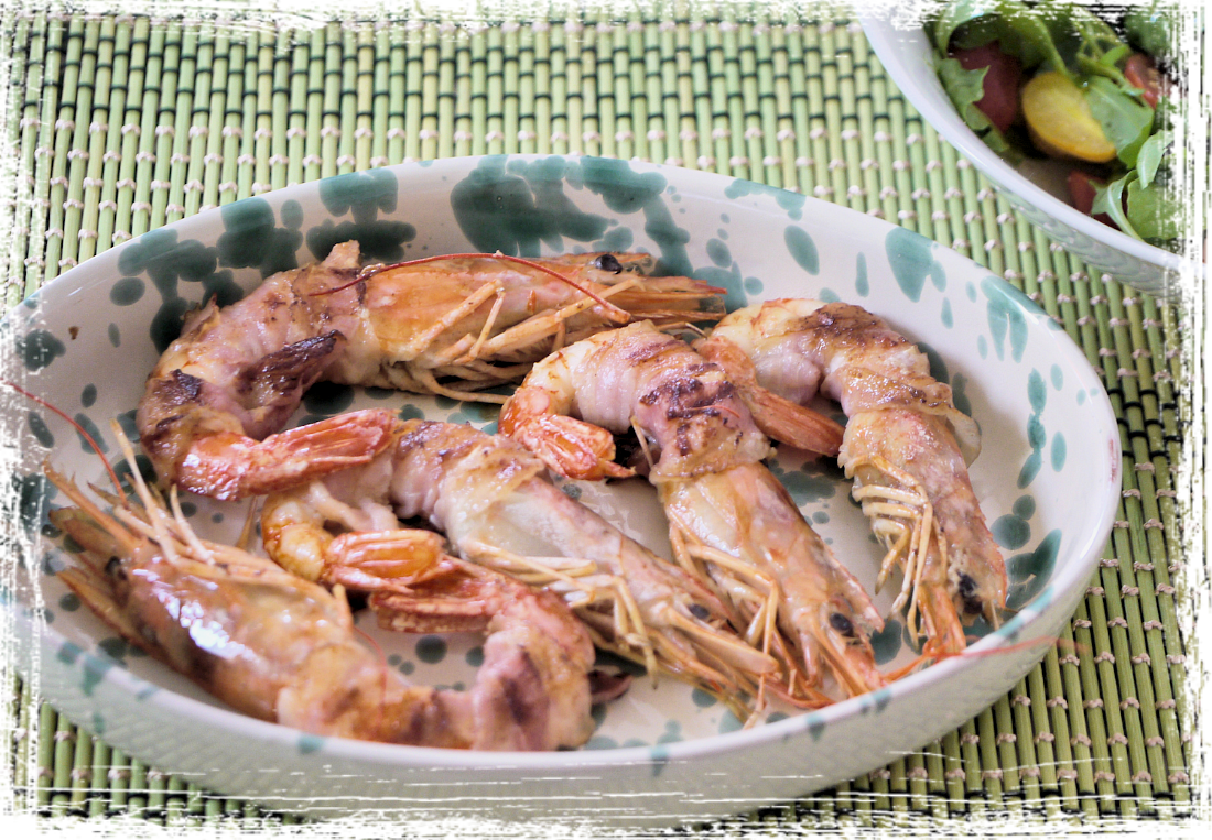 Gamberoni con pancetta Gamberoni con pancetta