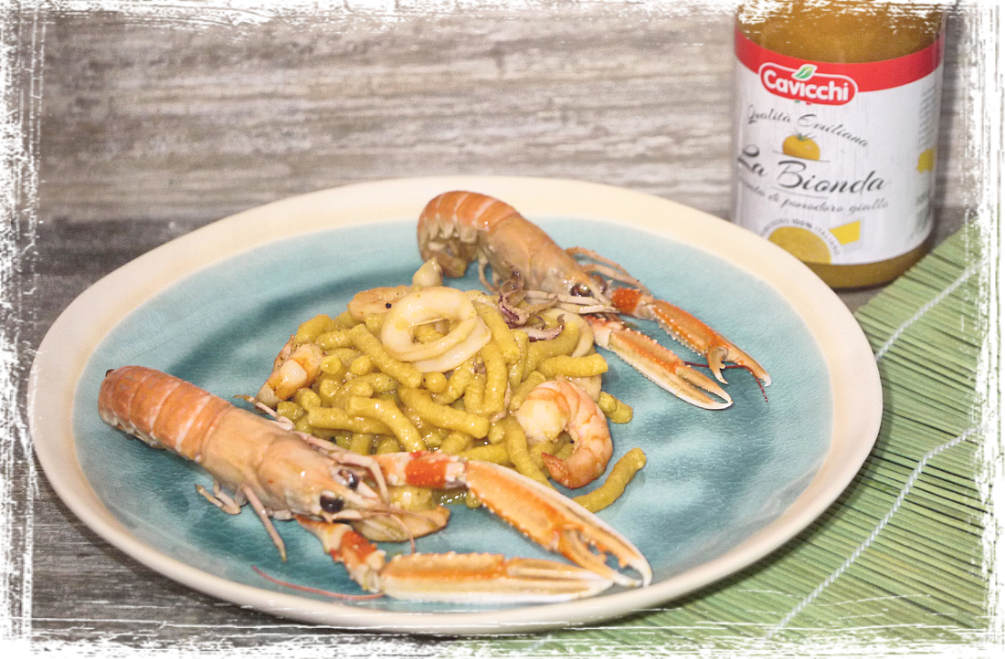 Passatelli asciutti con mazzancolle, calamari e scampi Passatelli asciutti con mazzancolle, calamari e scampi