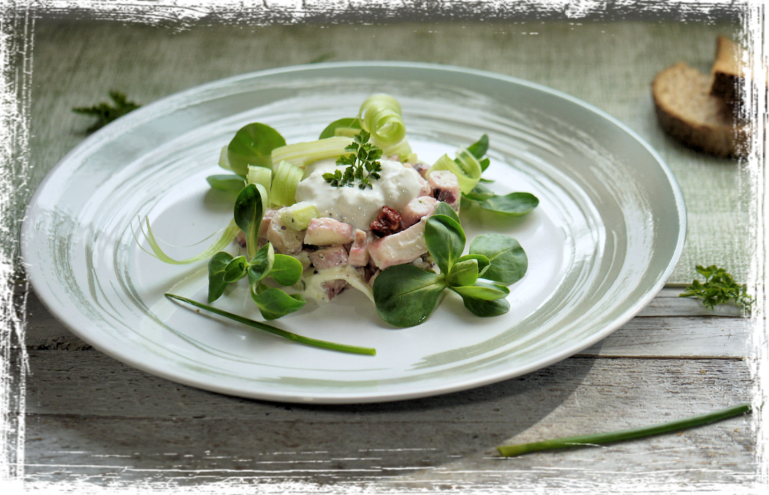 Tentacoli di totano con burrata Tentacoli di totano con burrata
