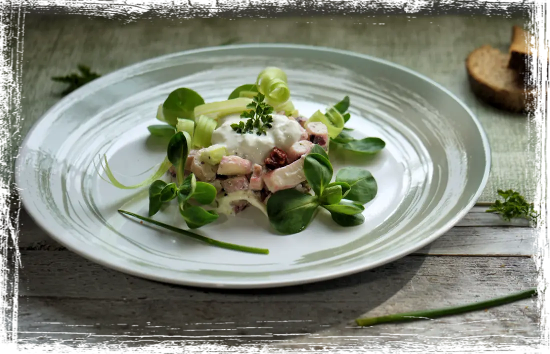 Tentacoli di totano con burrata