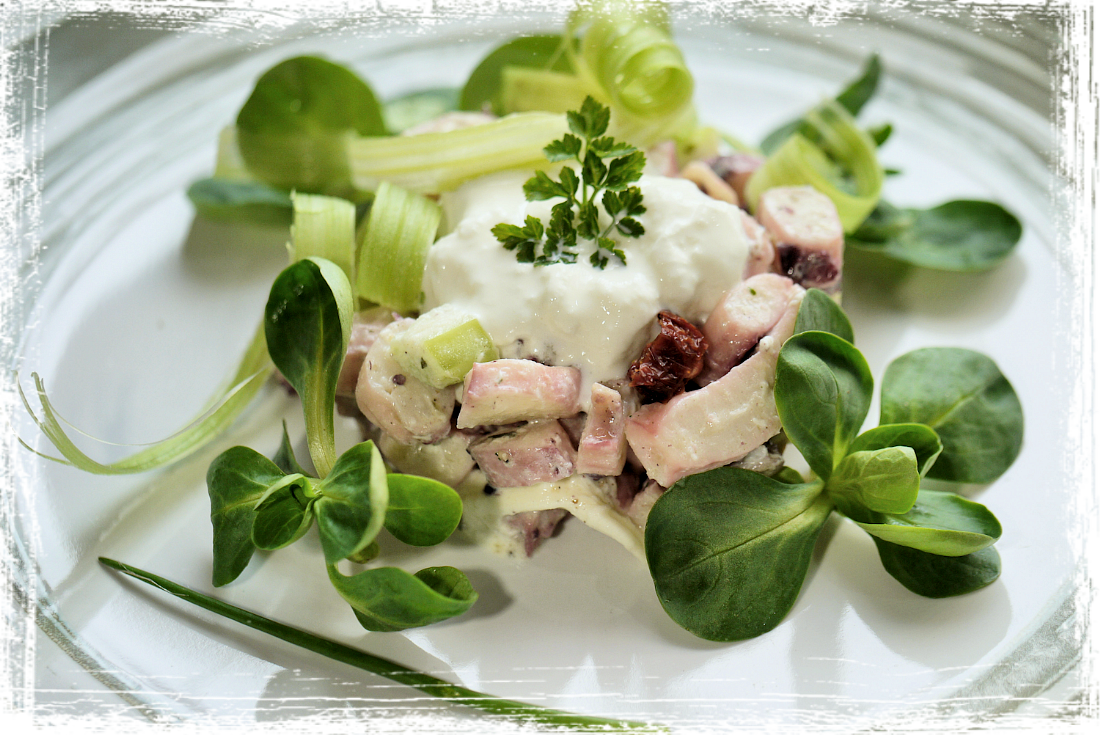 Tentacoli di totano con burrata Tentacoli di totano con burrata