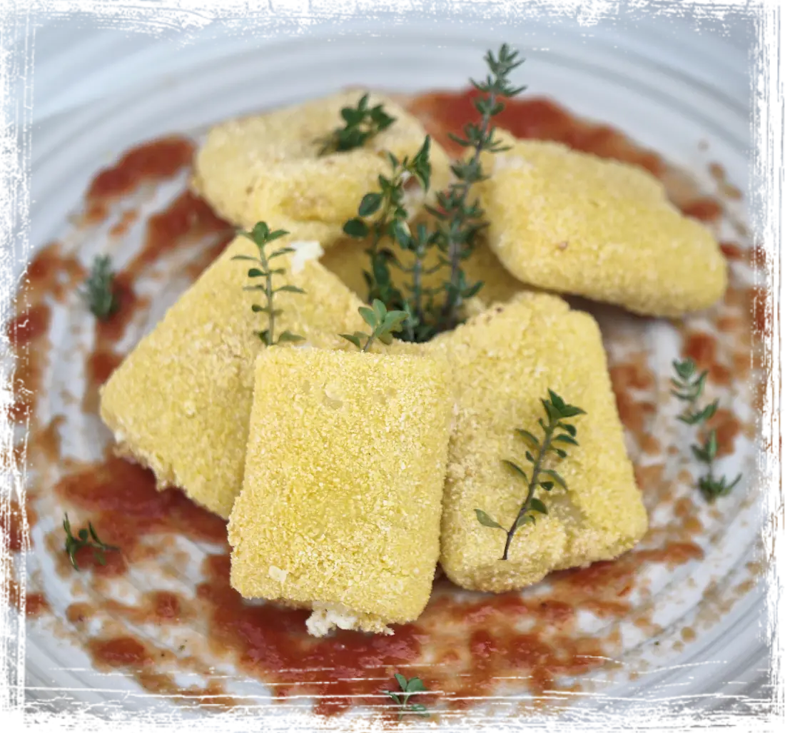 Paccheri fritti con mozzarella e ricotta