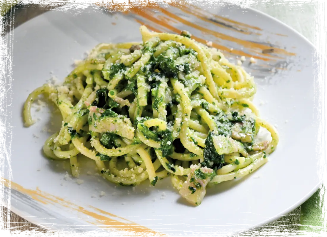 Pici con guanciale e cavolo nero Pici con guanciale e cavolo nero