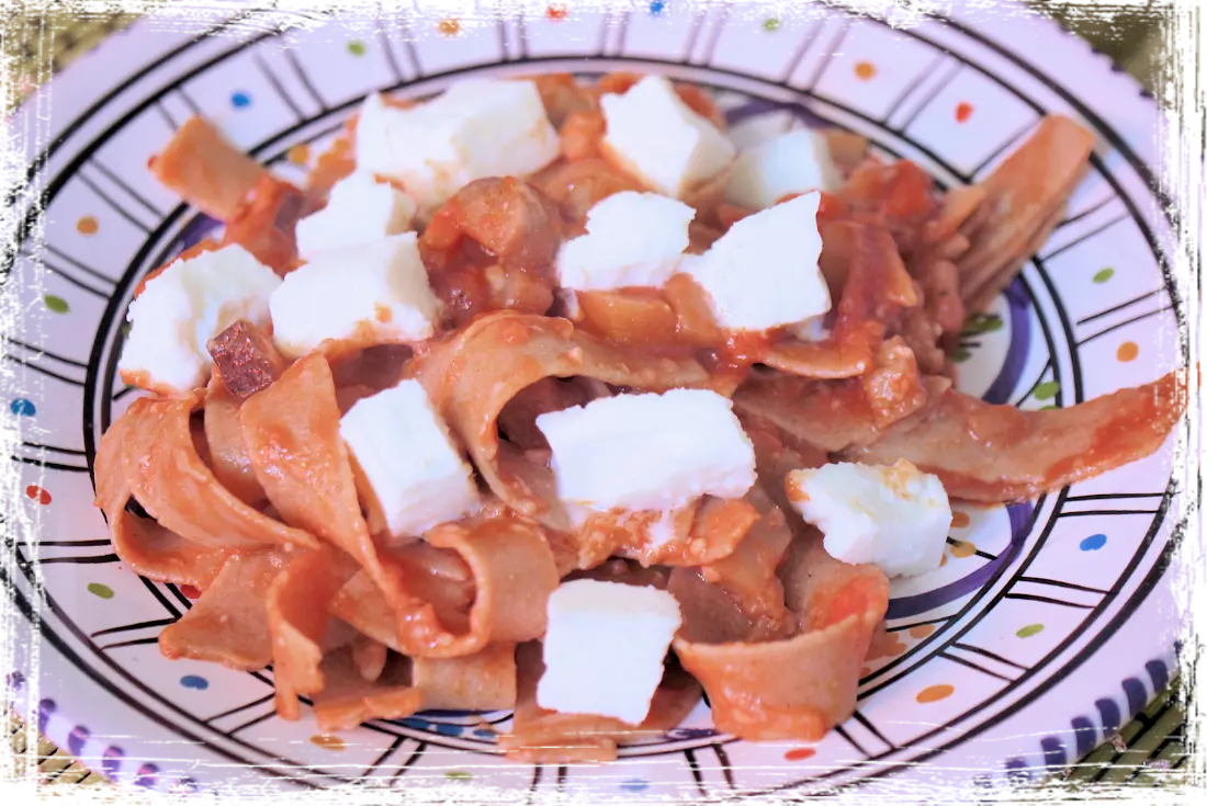 Tria integrale con melanzane e fior di latte