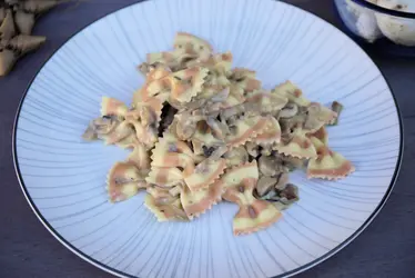 Farfalle alla bietola rossa con funghi