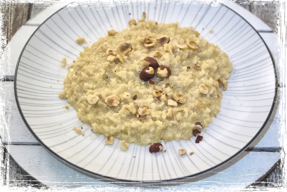 Risotto con maccagno e nocciole