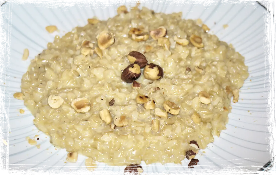 Risotto con maccagno e nocciole