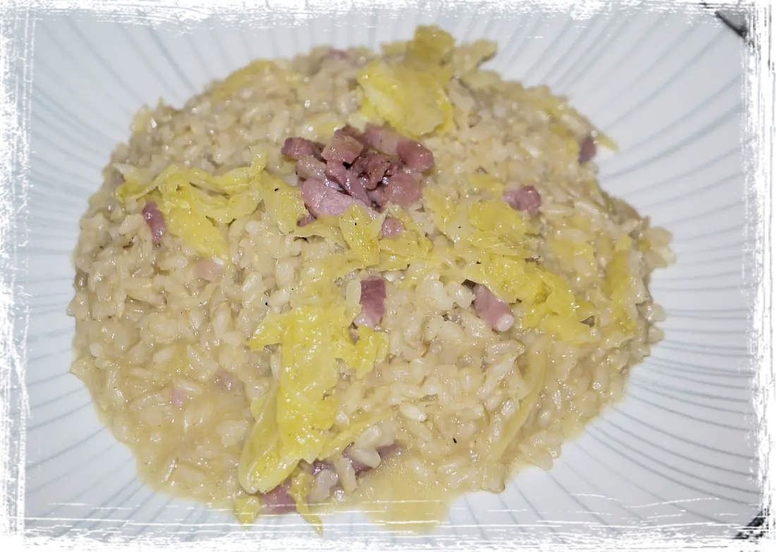 Risotto alla verza con pancetta affumicata