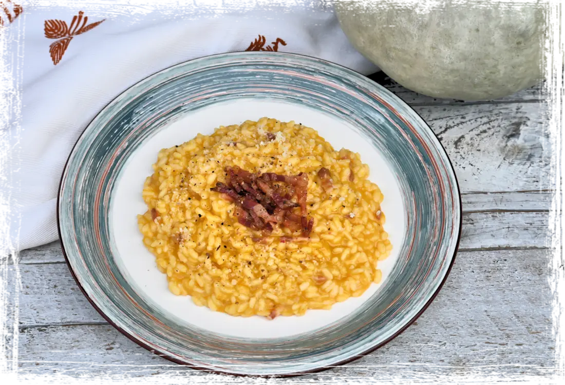 Risotto con zucca e pancetta affumicata Risotto con zucca e pancetta affumicata