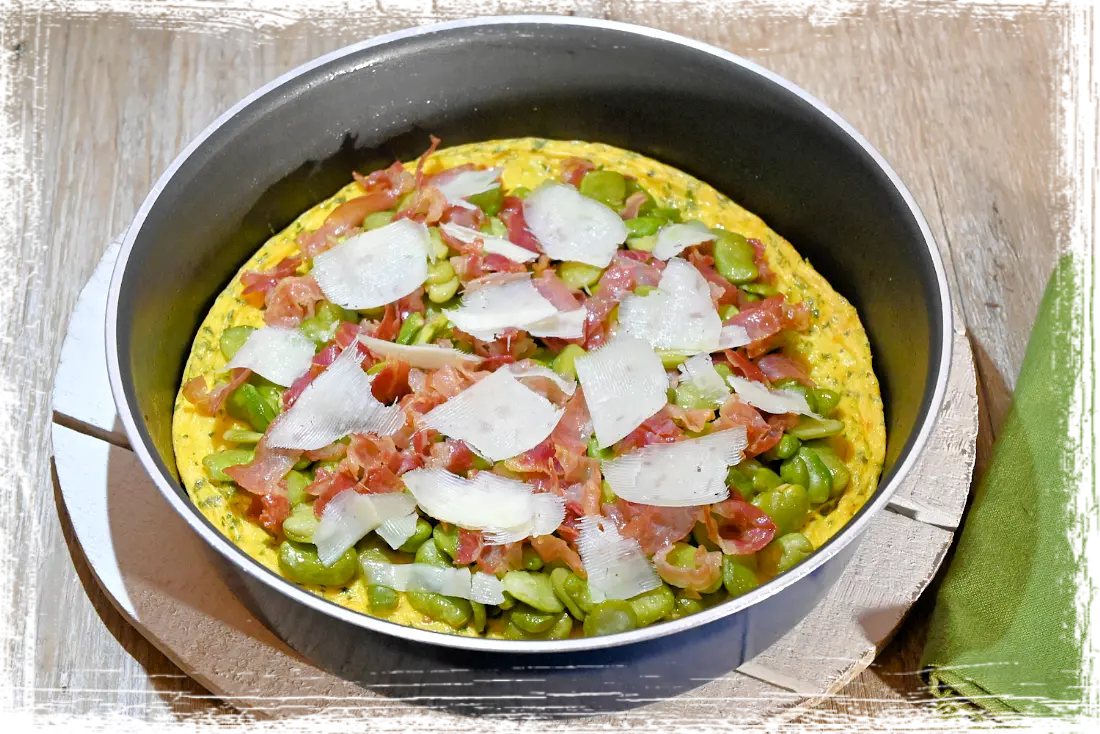 Frittata con fave e pancetta