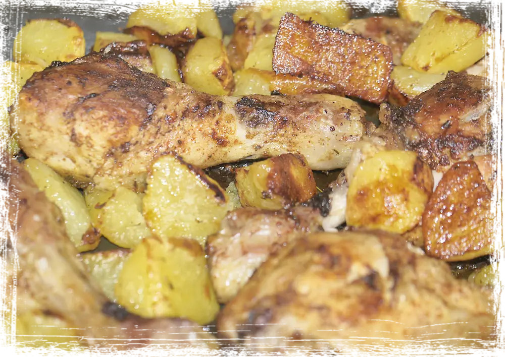 Cosce di pollo alla paprika con patate