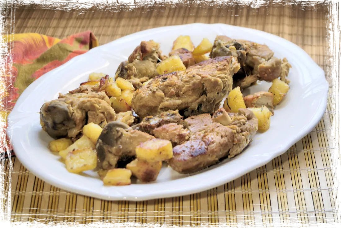 Cosciotto di agnello con patate al forno