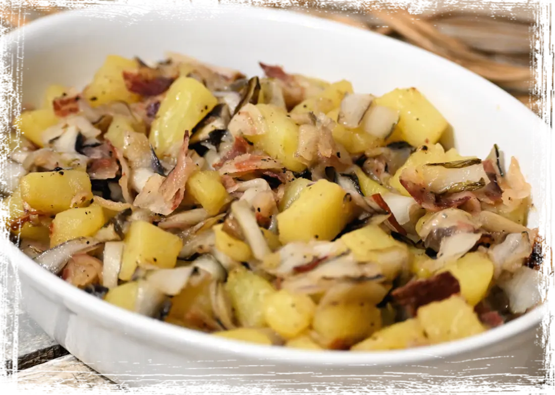 Patate con radicchio e pancetta Patate con radicchio e pancetta