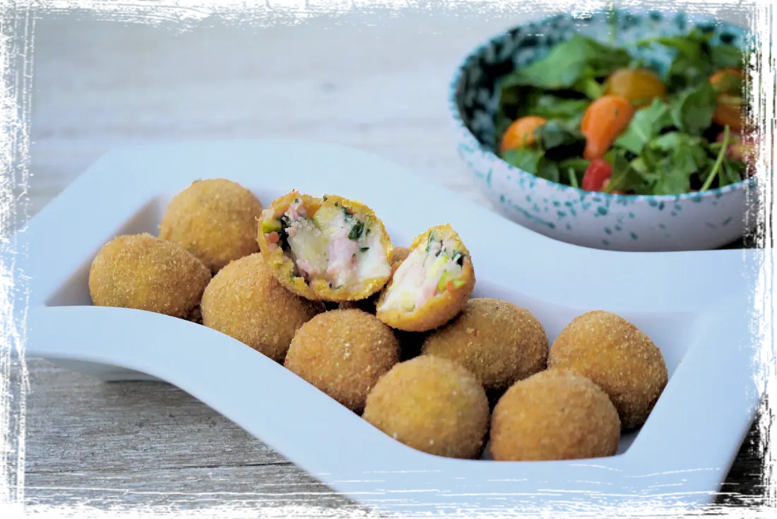 Crocchette patate, bietola e mortadella Crocchette patate, bietola e mortadella