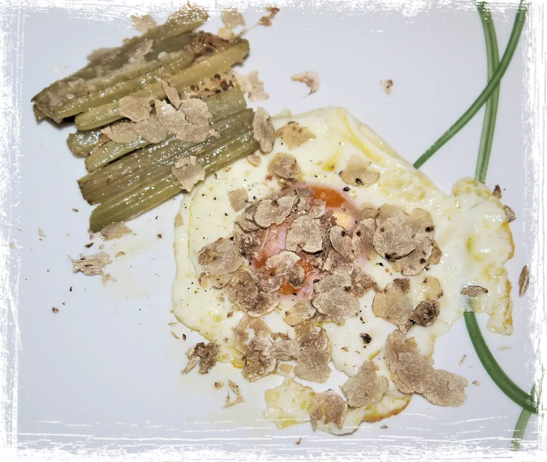Uovo fritto al tartufo con cardi gratinati Uovo fritto al tartufo con cardi gratinati