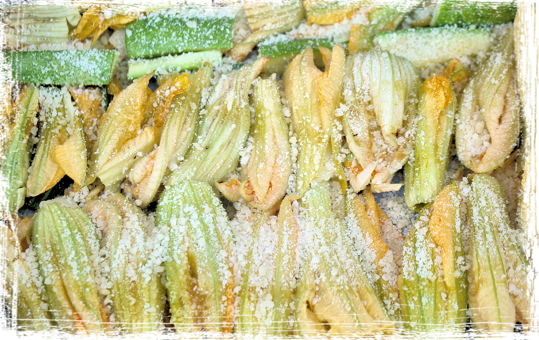 Fiori di zucca ripieni di zucchine