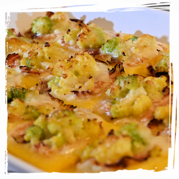 Crostoni di polenta allo speck con cavolo romanesco